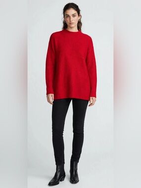 Old Navy Red Ribbed Cowl Tunic Sweater
